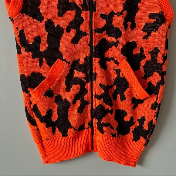 Bob Fratzke Winona Vintage Blaze Orange Camo Knit Vest Full Zip Hunting Gorpcorp - Picture 3 of 13